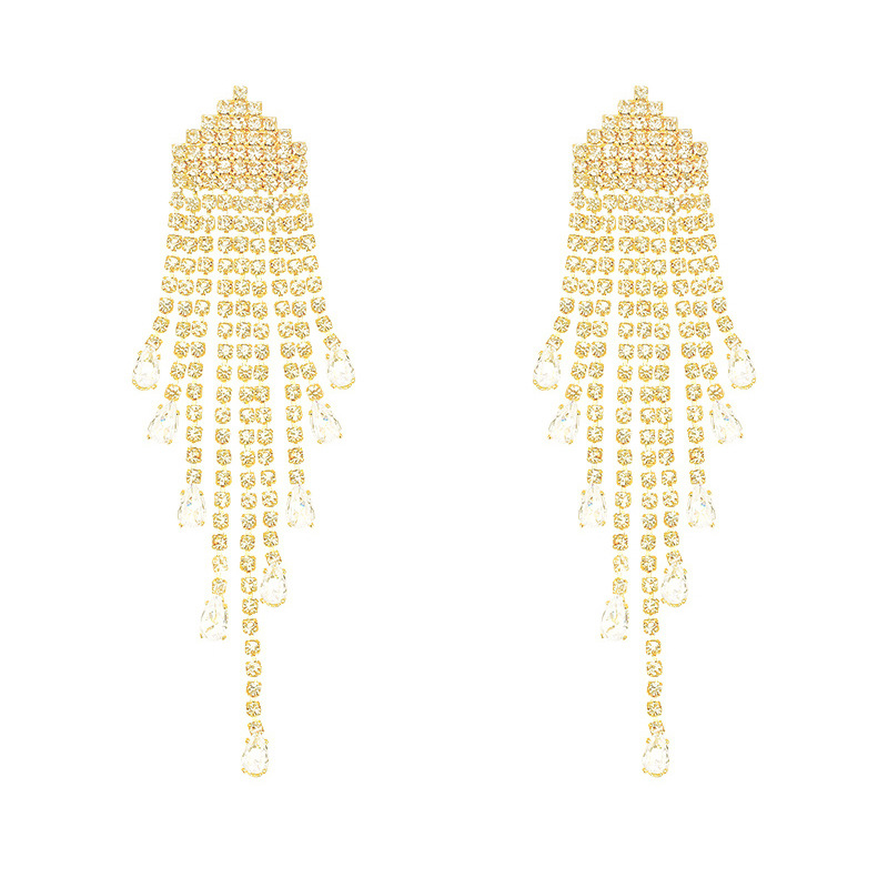 S925 Silver Needle light Luxury high-end fringed earrings, women's niche design, exaggerated earrings, fashionable and versatile, exquisite stud earrings Item Picture