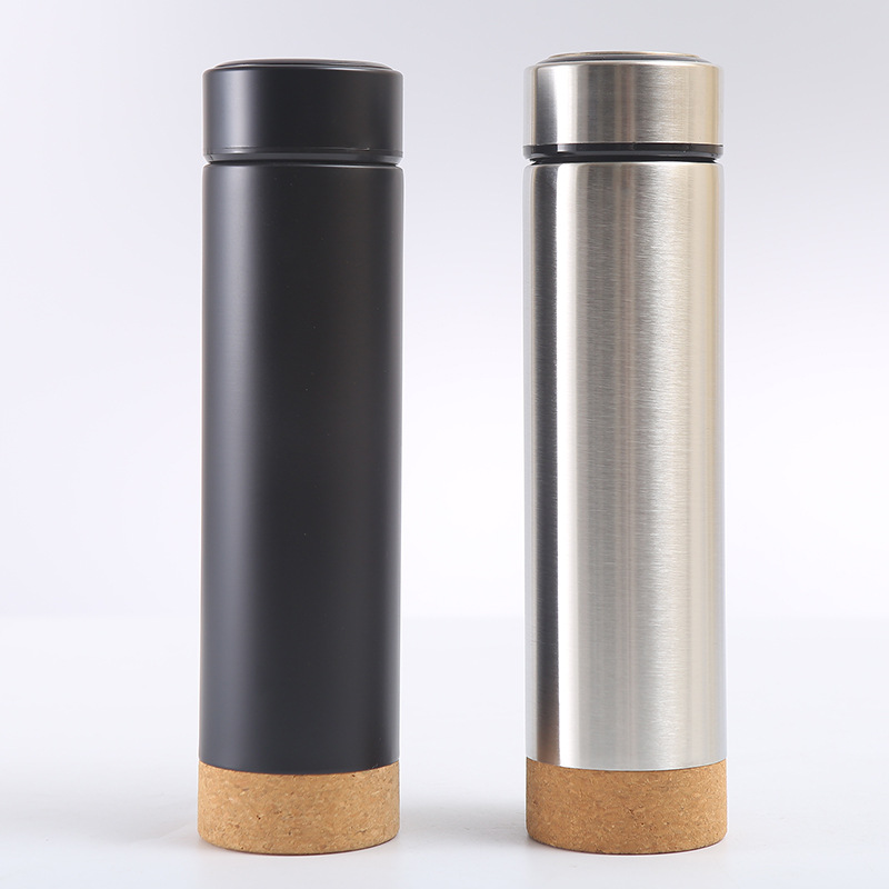 New cork-bottom straight cup, cork-bottom stainless steel water cup, double-layer vacuum insulated cup details Picture