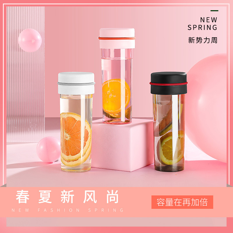 Wholesale of new transparent frosted plastic cups, summer student outdoor straight cups, portable and simple outdoor cups full figure