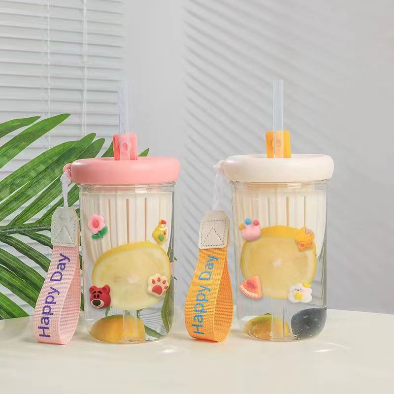 High-quality appearance level tea water separation transparent plastic water cup, straw cup with tea strainer, high-temperature resistant food-grade material tea brewing cup details Picture