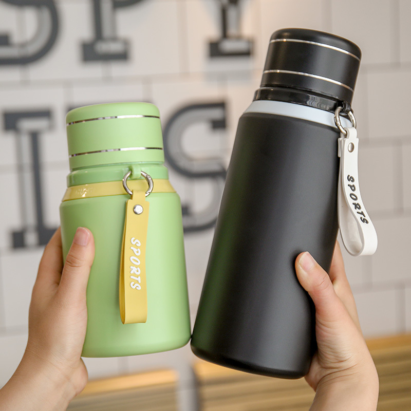 Simple double-lid insulated cup, portable outdoor tea-water separation brewing cup, large-capacity sports drinking cup gift details Picture