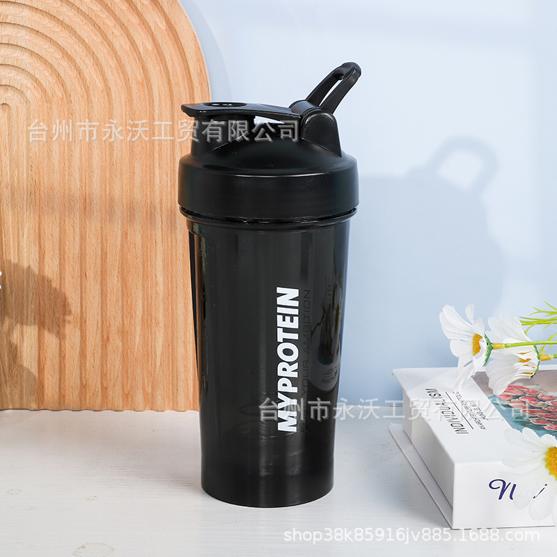 In stock: Men's shaker cup, women's protein powder meal replacement milkshake cup, fitness and sports water cup, graduated portable stirring ball details Picture