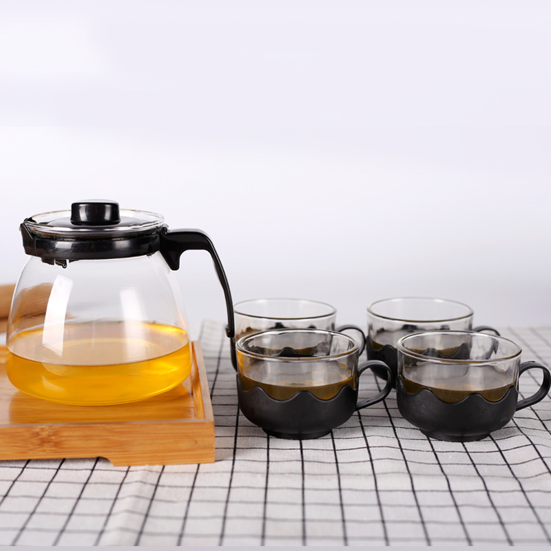 Glass teapot, flower teapot, five-piece set, hot water glass water set, tea cup gift box, kung Fu tea set details Picture