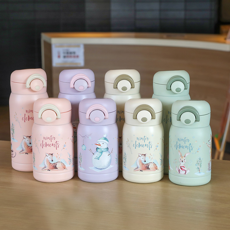 Simple stainless steel insulated cup, snap-on bouncy cup, outdoor mini pocket cup, portable children's drinking cup, gift cup details Picture