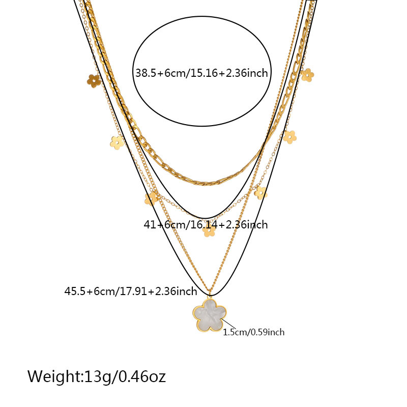 Korean-style fashionable and versatile retro gold-plated flower stainless steel pendant chain multi-layer layered jewelry necklace Application Scenario