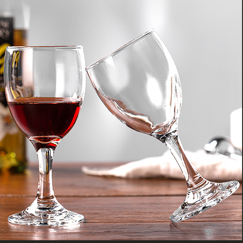 Kerui household hotel tall glass, one-piece formed red wine glass, creative reinforced glass cup, small wine glass manufacturer wholesale Specification drawing