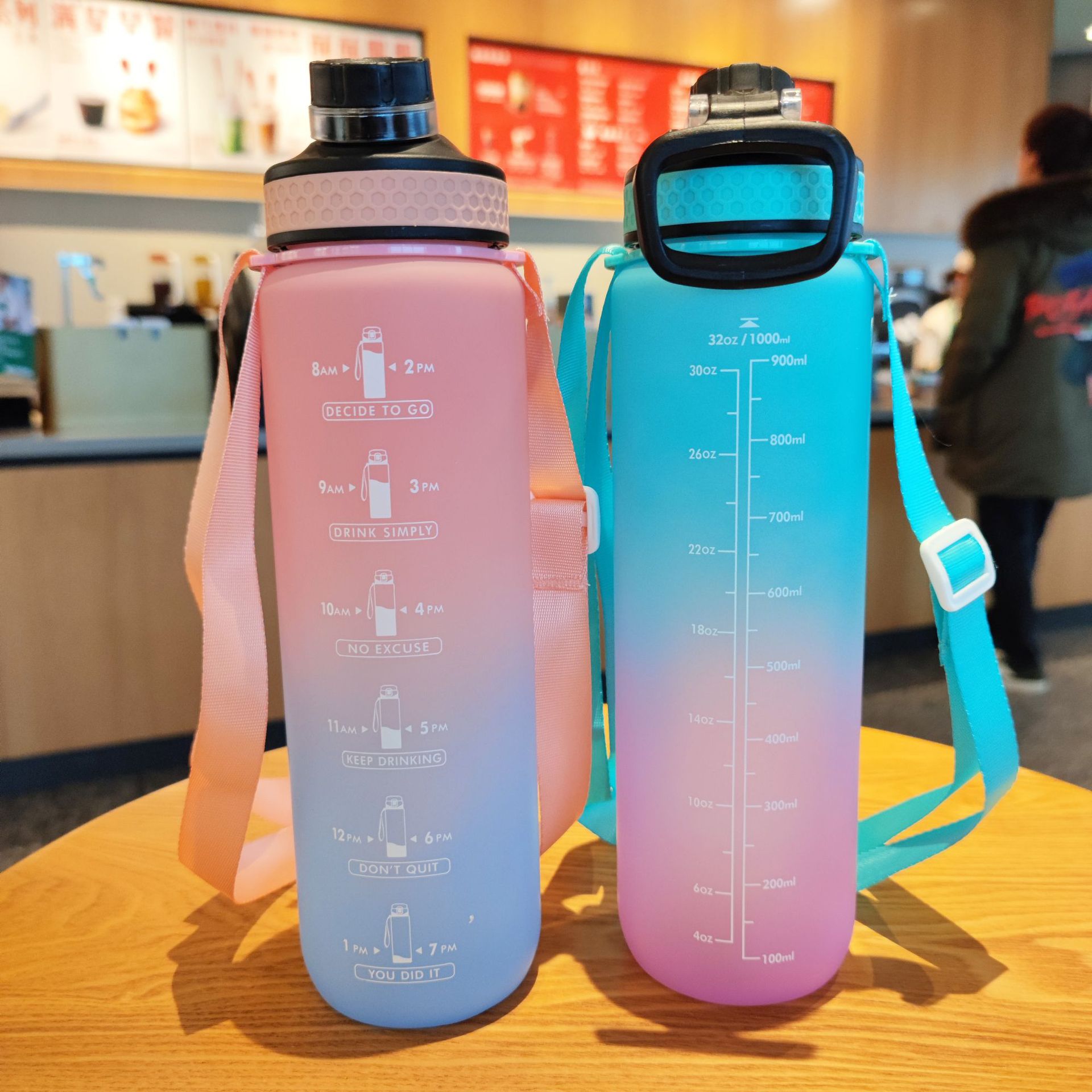 Space cup, plastic direct drinking cup, outdoor sports strap, male and female students, adult portable water cup, tea strainer, Amazon Specification drawing