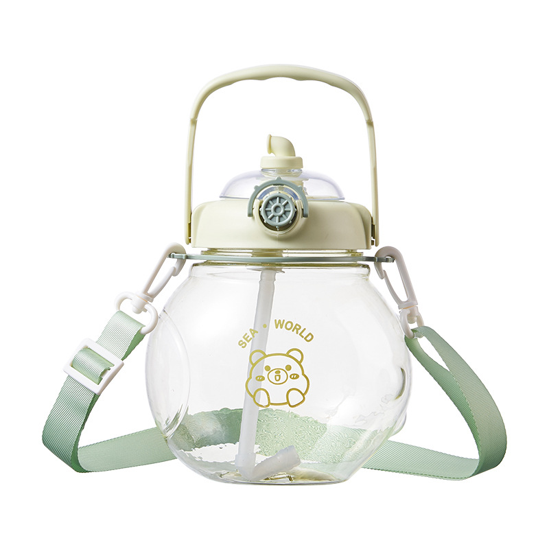 Cute big-bellied cup, children's outdoor water cup, submarine with straw, hand-held space water bottle Item Picture