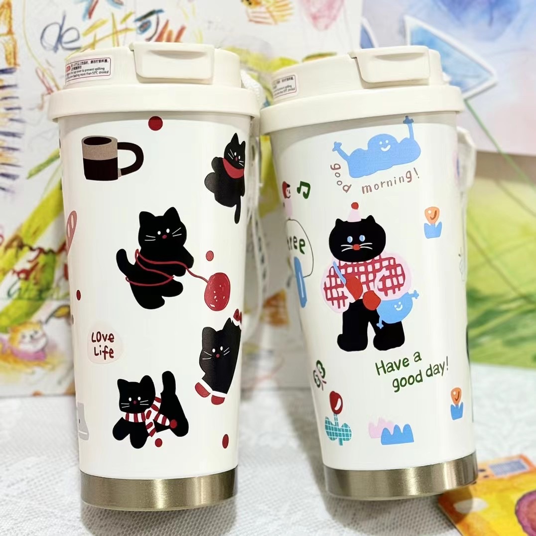 316 stainless steel double-drinking thermos cup, portable coffee cup, thermos cup for home use, car use, portable cup Specification drawing