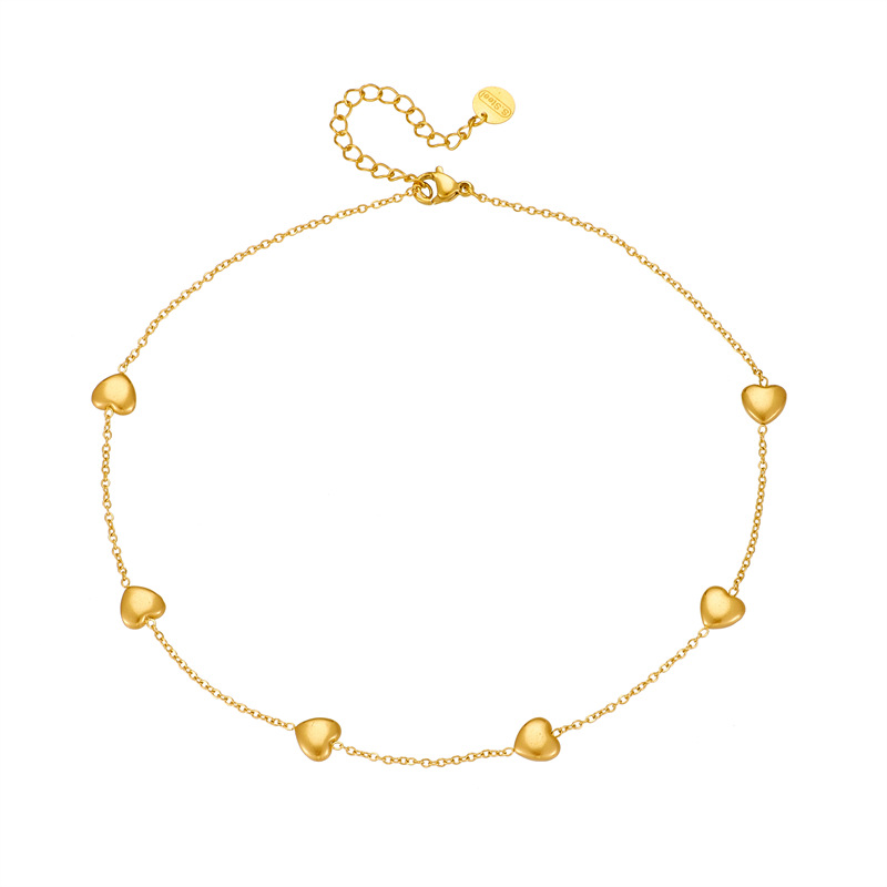 Korean version simple, fashionable and niche gold-plated titanium steel heart chain collarbone chain necklace Item Picture