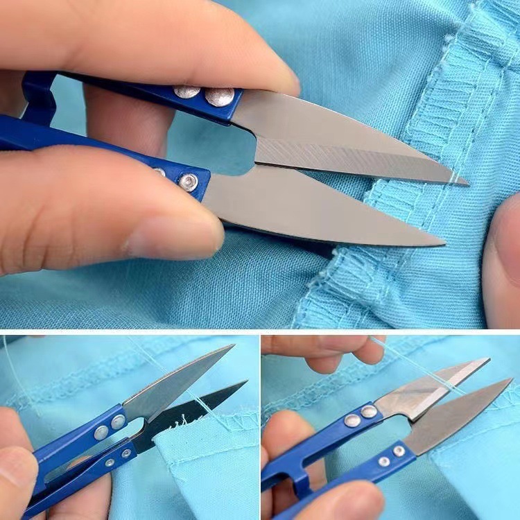 U-shaped ironwork yarn scissors, home cross-stitch scissors, thread end scissors, fishing line scissors, colorful small scissors, tailor, spring scissors, street stall scissors Application Scenario
