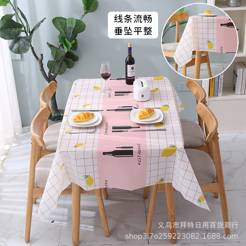 A warm and cozy Nordic tablecloth for home use, featuring fruit-resistant, heat-resistant, water-resistant, oil-resistant, and no-wash Peva eco-friendly table mat with multiple patterns Application Scenario