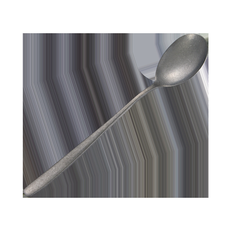 Retro-style Korean stainless steel chopsticks, spoons, barbecue restaurant forks, Western three-piece set tableware, aged snowflake grey Item Picture