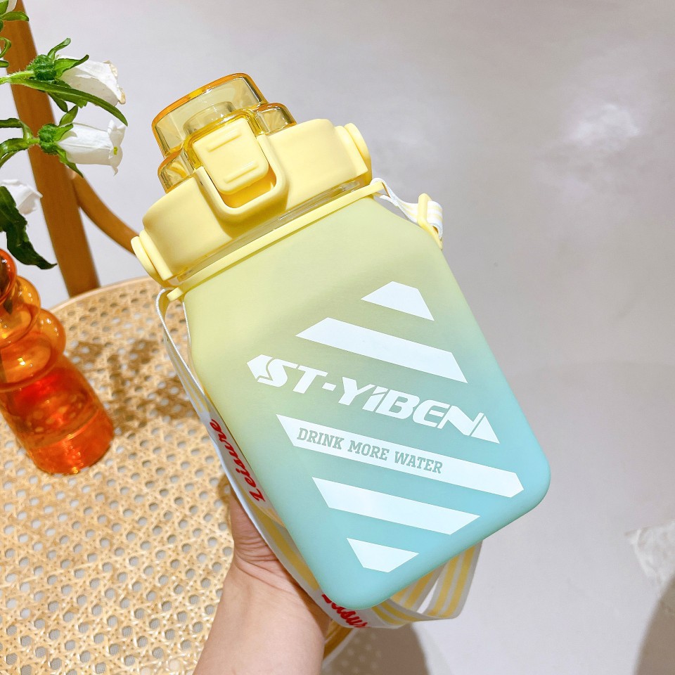Large-capacity straw cup, high appearance level gradient color sports water bottle with scale, heat-resistant and shockproof plastic water cup, Amazon details Picture