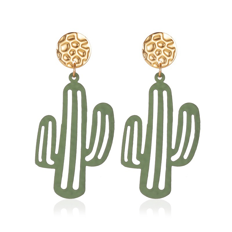 Korean popular earrings, stylish and trendy, cute cactus stud earrings, Harajuku style, exaggerated and unique cartoon earrings for women Item Picture