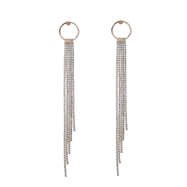 S925 Silver Needle Geometric Super fairy tassel earrings, a light luxury and high-end style, versatile stud earrings, and a unique and exaggerated ear accessory for women Item Picture