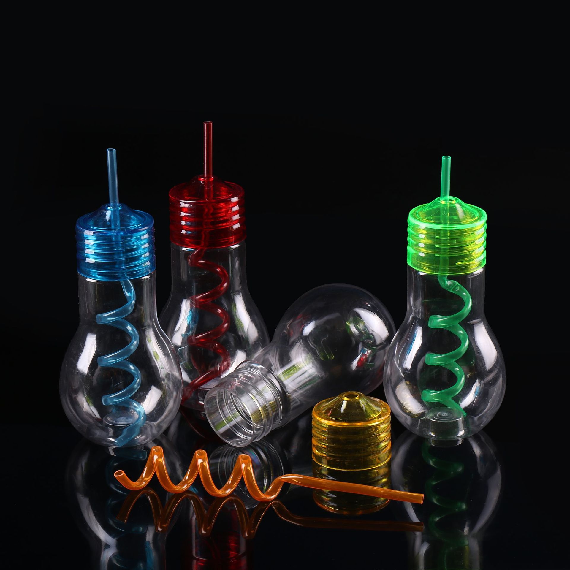 A new style of simple and fashionable, popular 600ml large-diameter bulb beverage bottle and disposable plastic straw cup with a light Specification drawing