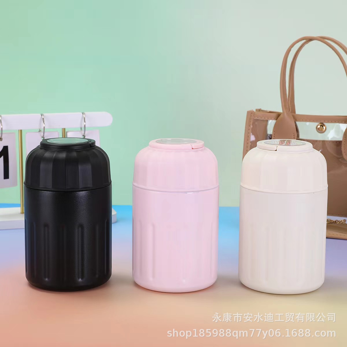 Portable mini insulated cup, household portable stainless steel double-layer vacuum water cup, outdoor large-capacity steaming pot full figure