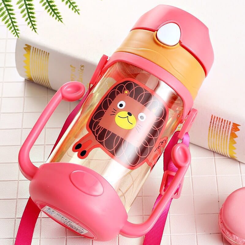 Yinqian recommends wholesale water cups for children with straps, double handles, dual-purpose straw cups and kettles, and creative cartoon designs Specification drawing