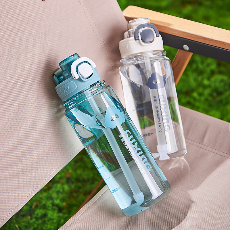 Sports water cups, men's and women's straw cups, portable and simple universal disposable cups for students, water bottles, children's direct drinking plastic cups Specification drawing
