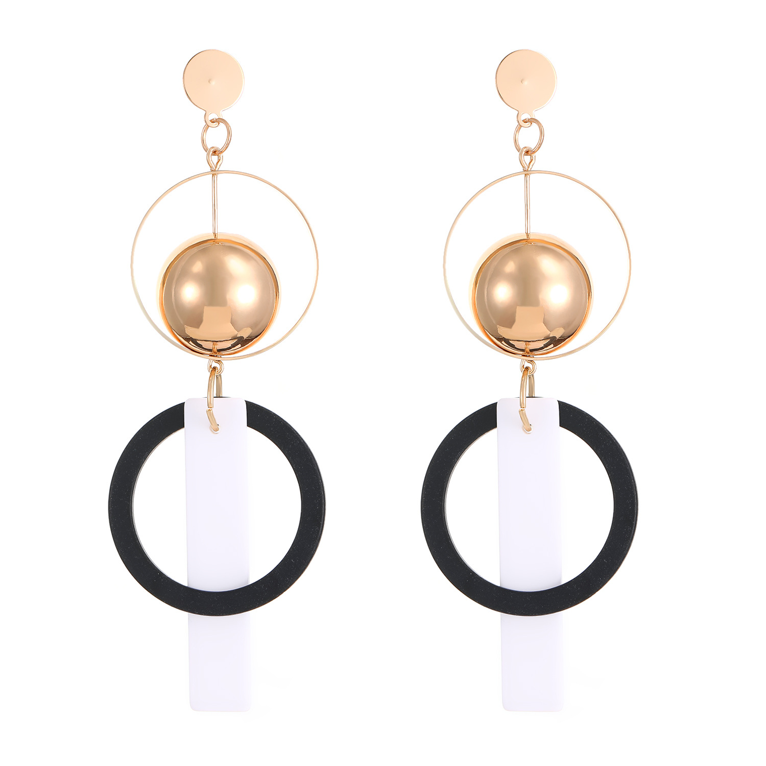 European and American cross-border exaggerated, individualistic, retro and niche circle earrings, geometric patchwork earrings, women's temu best-selling accessories Item Picture