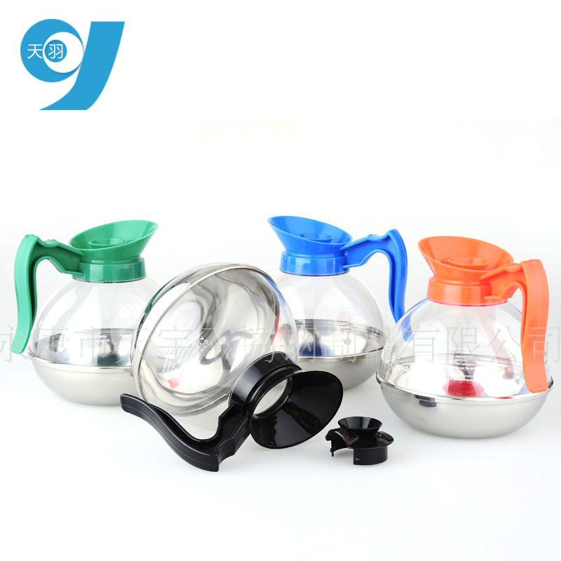 Tianyu stainless steel base large-capacity coffee pot, suitable for kitchen, restaurant and hotel use. Large-bellied transparent pot with logo printing details Picture