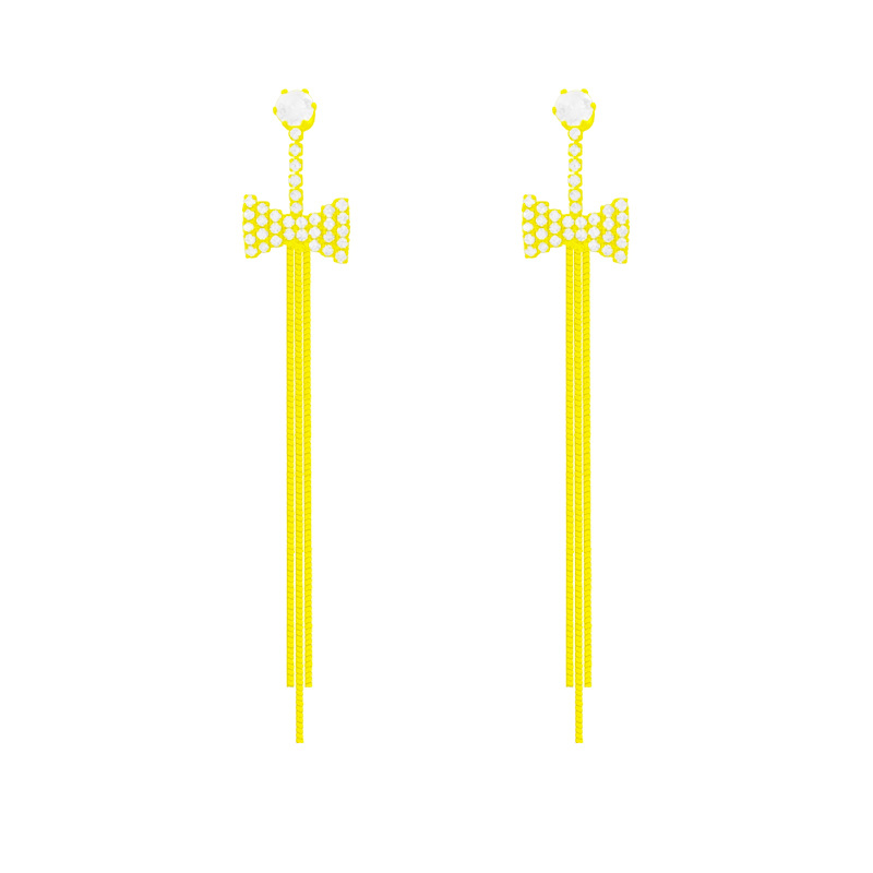 Light luxury, versatile, trendy bestsellers, fashionable and exquisite tassel earrings, niche high-end and elegant long bow earrings Item Picture