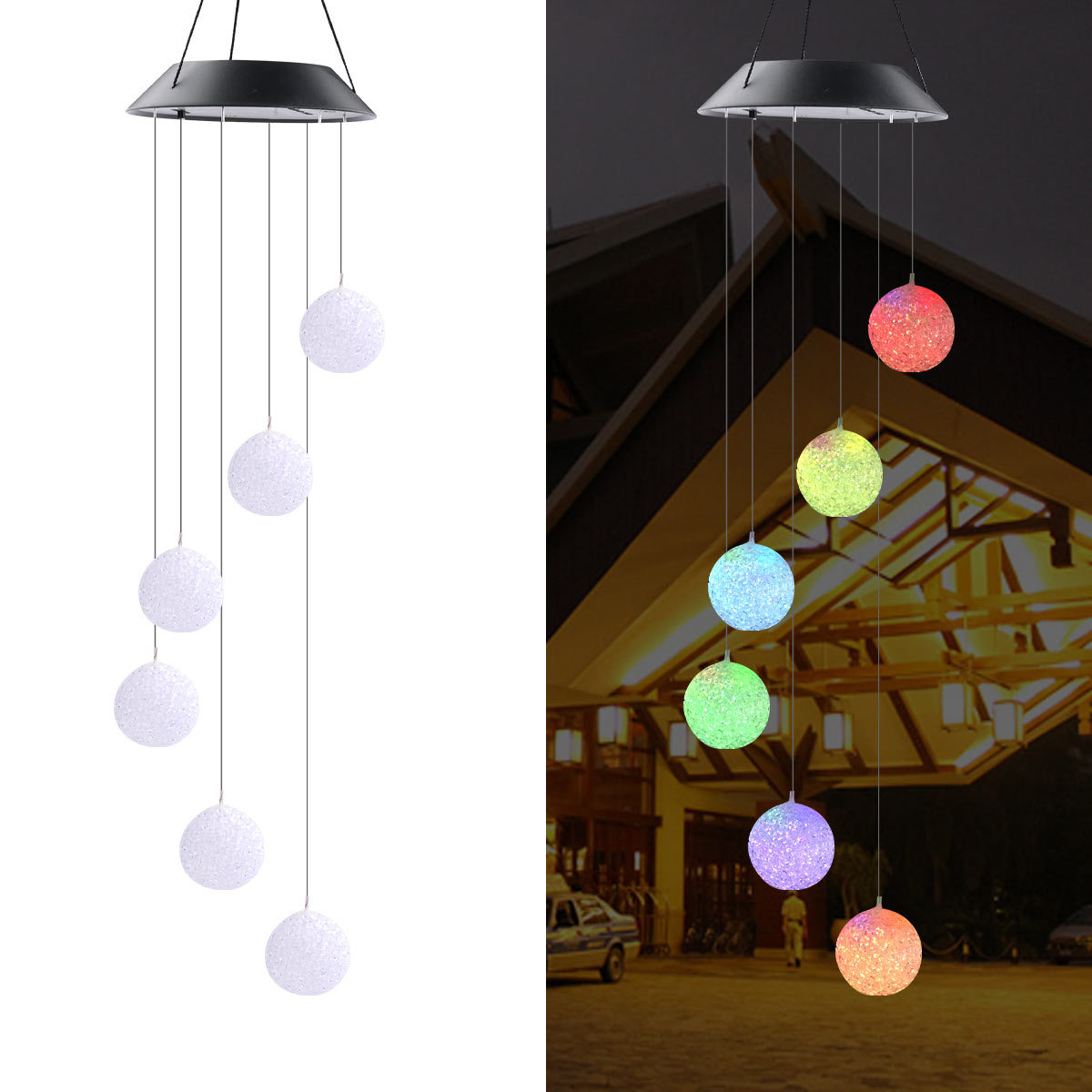 Amazon cross-border solar ball hummingbird style seven-color wind ling light LED Christmas butterfly light Landscape light courtyard Item Picture