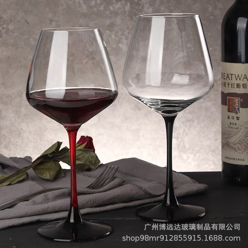 Black bow tie high-footed wine glass, large Burgundy glass, home creative crystal glass, large-bellied wine glass details Picture