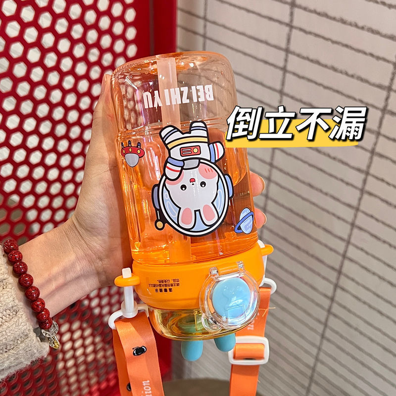 Summer new school straw cup with high appearance level, cute and portable plastic children's water cup for boys and girls, outdoor for primary school students details Picture