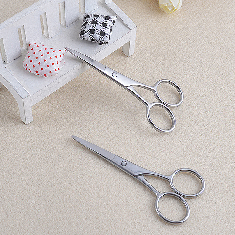 Pointed-mouthed, straight-headed men's beard scissors, beauty scissors, round-headed beard scissors, makeup tools full figure