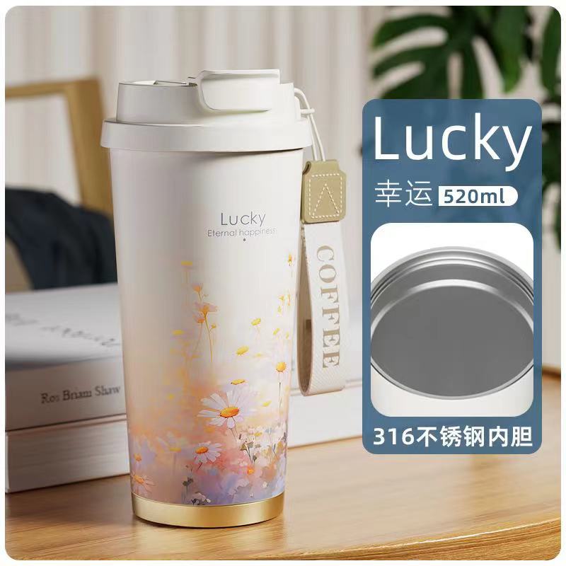 Trendy coffee cup, high appearance level for girls, 2024 new model insulated cup, dual drinking, car travel, large capacity water cup Application Scenario
