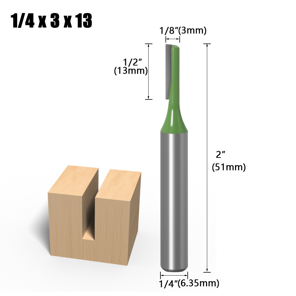 1/4 handle 6-handle two-in-one grooving knife, single-edge double-edge straight knife, grooving knife, trimming machine tool head, woodworking milling cutter undefined