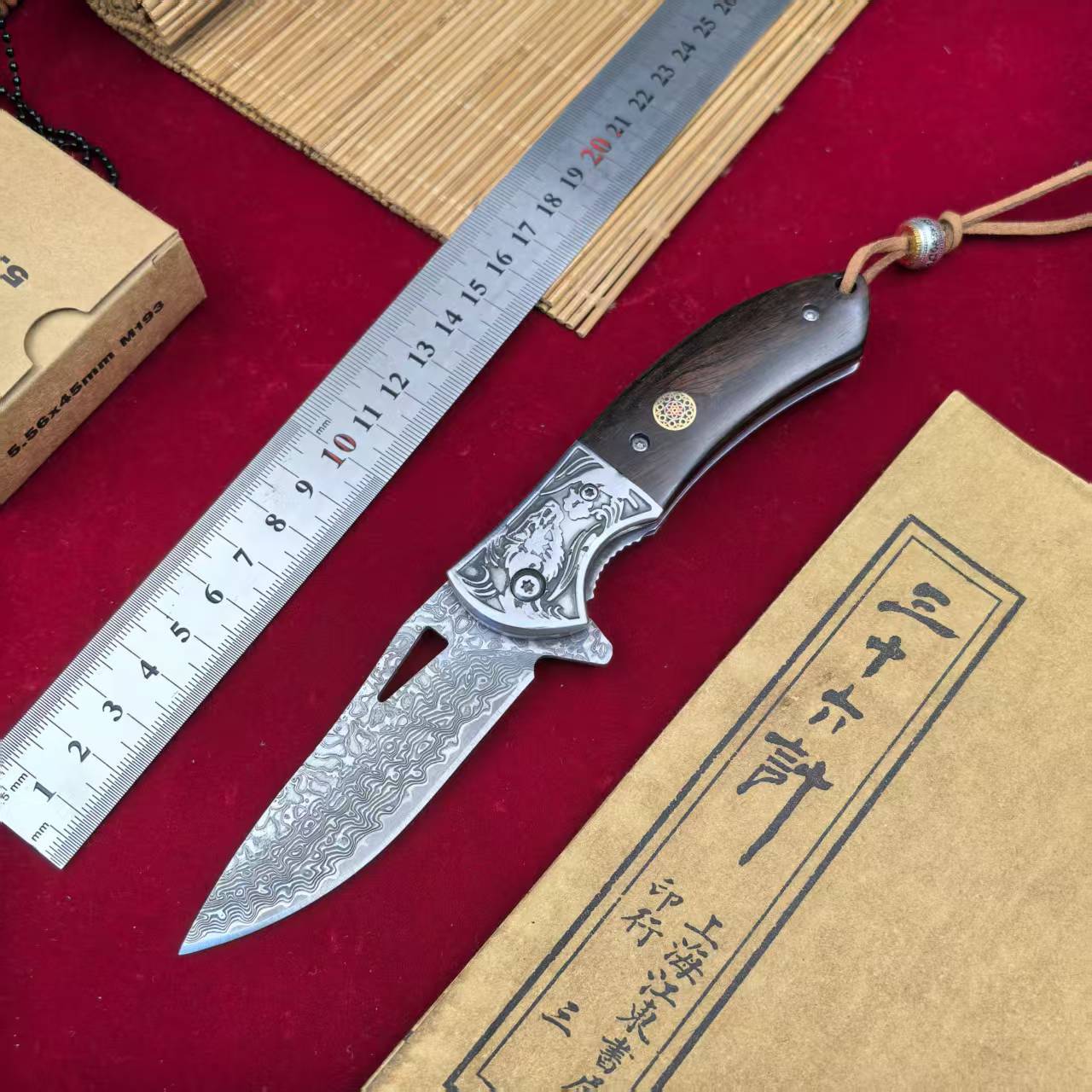 Cross-border sharp Damascus outdoor knife, folding knife, high-hardness folding knife, multi-purpose outdoor camping, household portable full figure