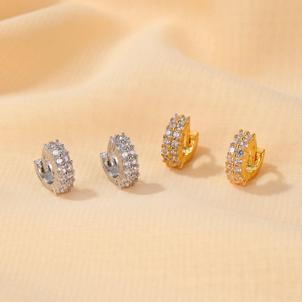 Cross-border best-selling earrings: Cold style, retro circular, round, full diamond, gold-plated earrings. One-piece consignment Specification drawing