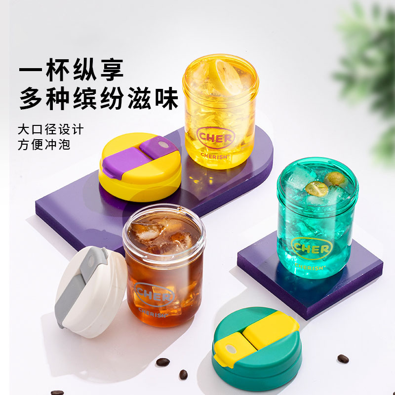 Wholesale of popular double-drink tonk-ton cups with an ins style, high appearance level, space straw cups, mini student portable and easy to use cups full figure