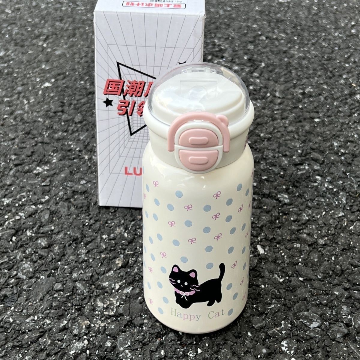 Kitten Double-drinking insulated cup, 316 stainless steel, high appearance level, girls' student water cup, cute large capacity insulated cup full figure
