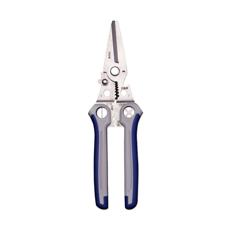 Straight-head iron sheet shears, wire stripping, nail breaking, screw tightening multi-functional all-in-one iron sheet scissors, industrial-grade stainless steel wire strippers Item Picture