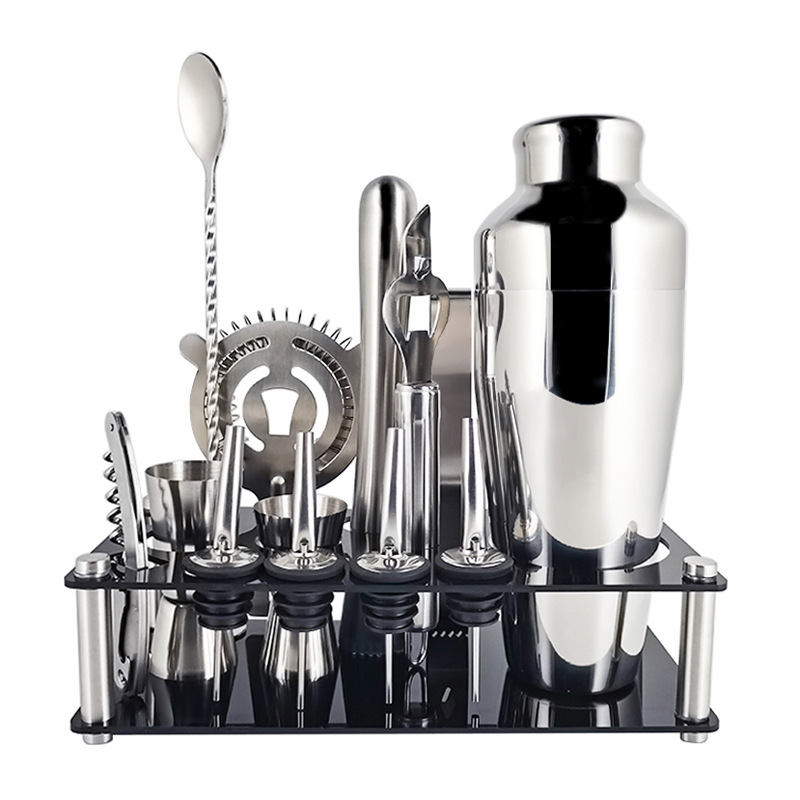 Cross-border cocktail mixing tool set, stainless steel cocktail shaker complete set, cocktail bar acrylic set of 14 pieces Item Picture