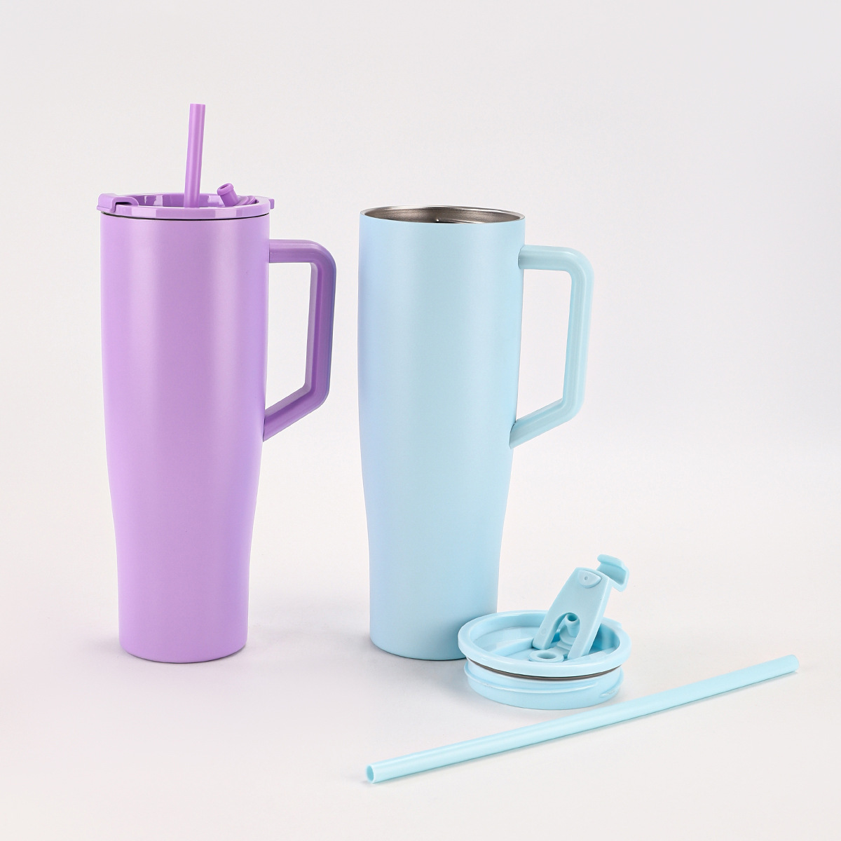New creative 304 stainless steel insulated cup, outdoor simple and portable straw cup, car handle 40oz car cup Specification drawing