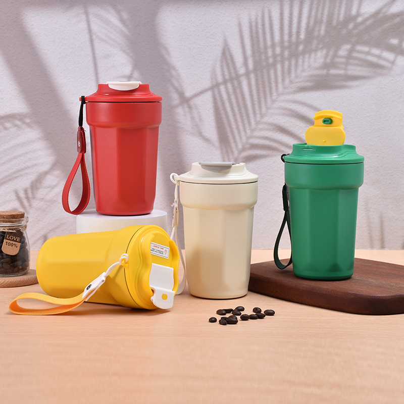 Wholesale of cross-border 316 stainless steel cola and coffee cups, vacuum simple lifting rope portable cups, car portable insulated cups details Picture