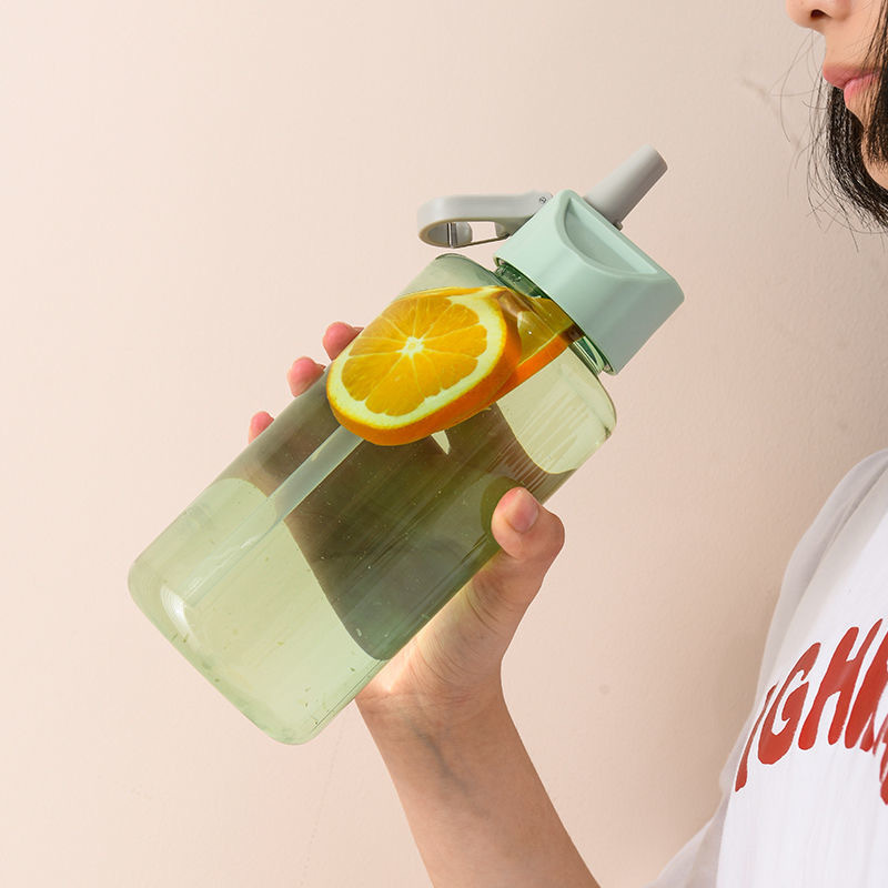 Large-capacity straw water cup for girls, high appearance level in summer, plastic sports and fitness lock buckle, outdoor portable direct drinking water pot details Picture
