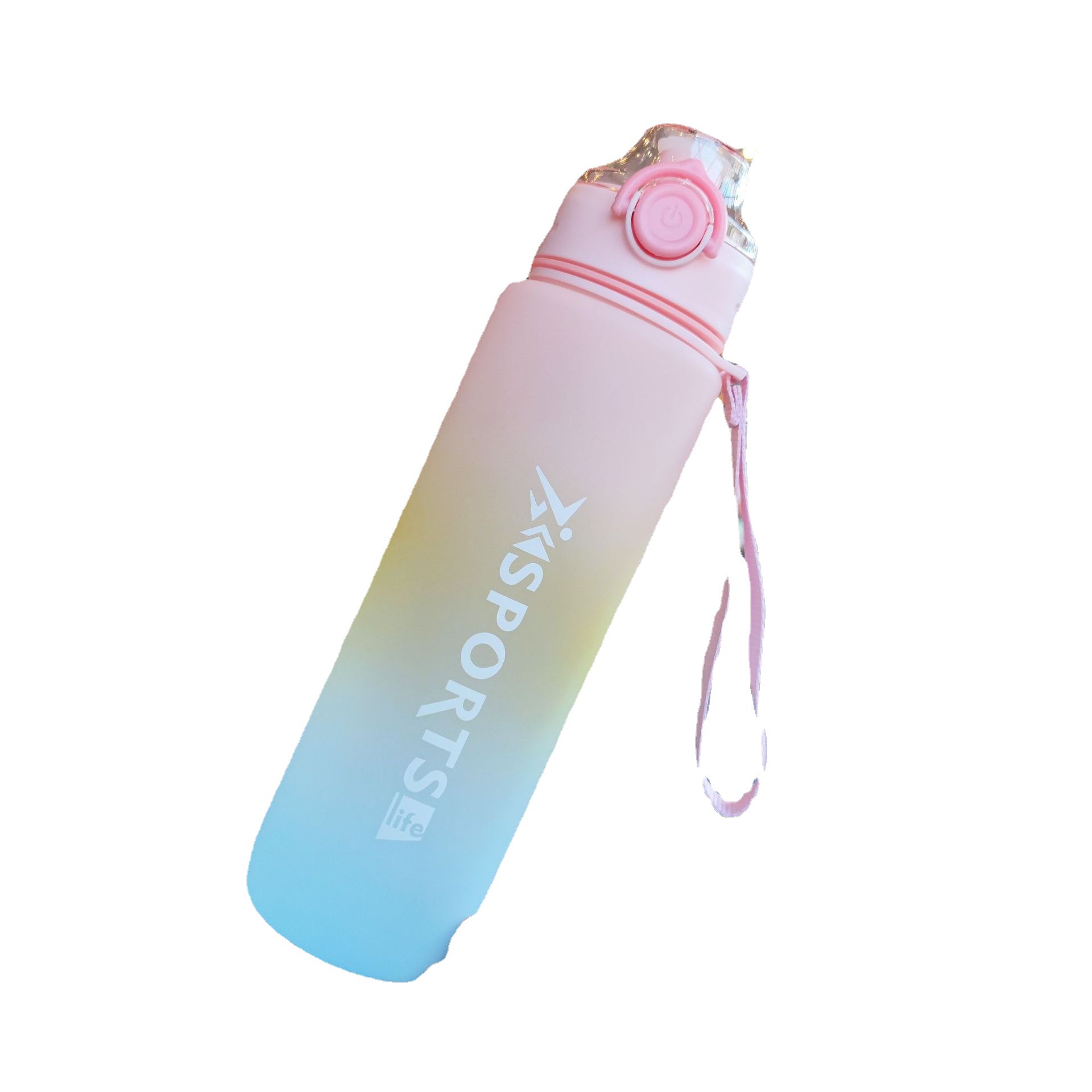 Gradient frosted direct drinking water cup, portable carrying tea, elastic lid, cross-border e-commerce outdoor fitness and sports water bottle Item Picture