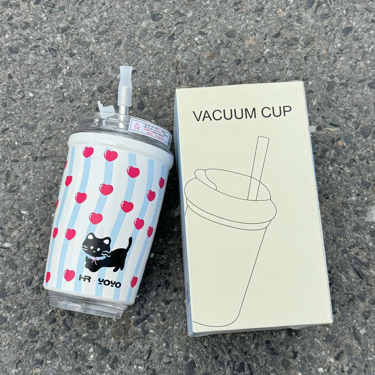 Cartoon high appearance level water cup for girls, 316 stainless steel insulated cup, portable coffee cup, office men's and women's straw cup full figure