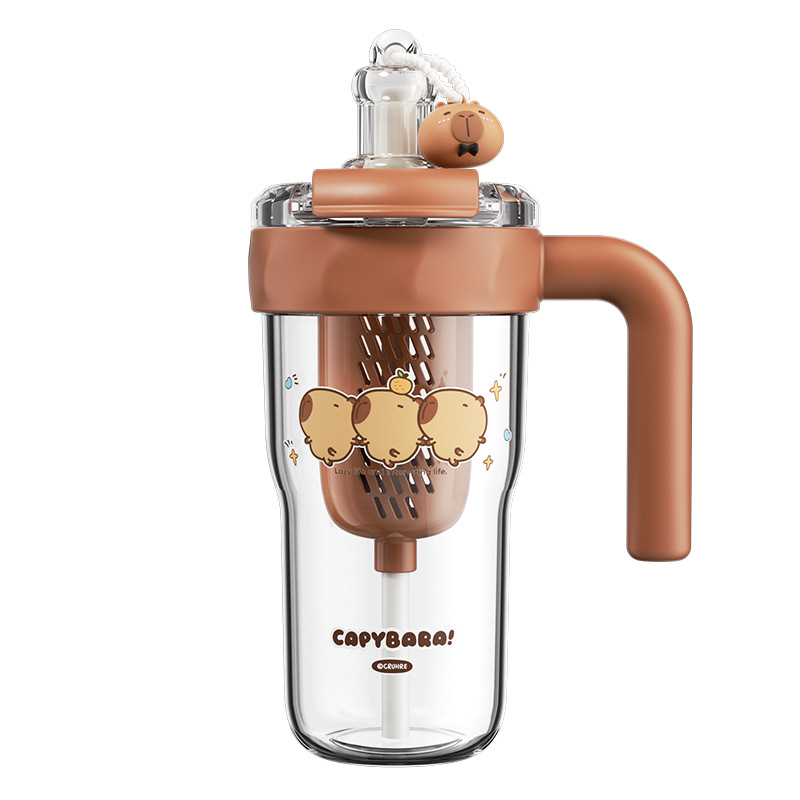 The Kapibala plastic cup features a large capacity, sturdy handle, and is easy to carry. It is a double-drinking student cup with a high aesthetic level Item Picture