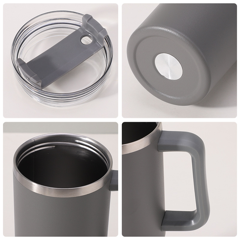 Amazon Giant 40oz first-generation car cup, double-layer stainless steel handle cup, outdoor car straw water cup Specification drawing