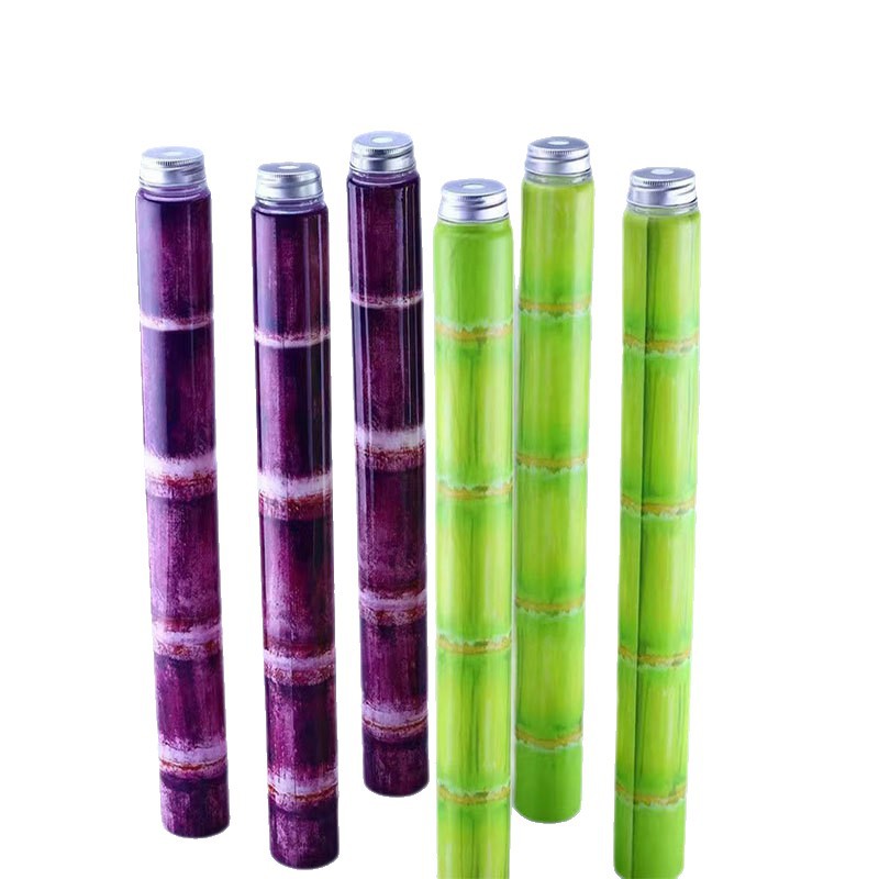 Foreign trade cross-border bamboo milk tea bottle, the same style as Xiaohongshu sugarcane bamboo joint bottle, slender bottle, disposable milk tea plastic bottle Item Picture