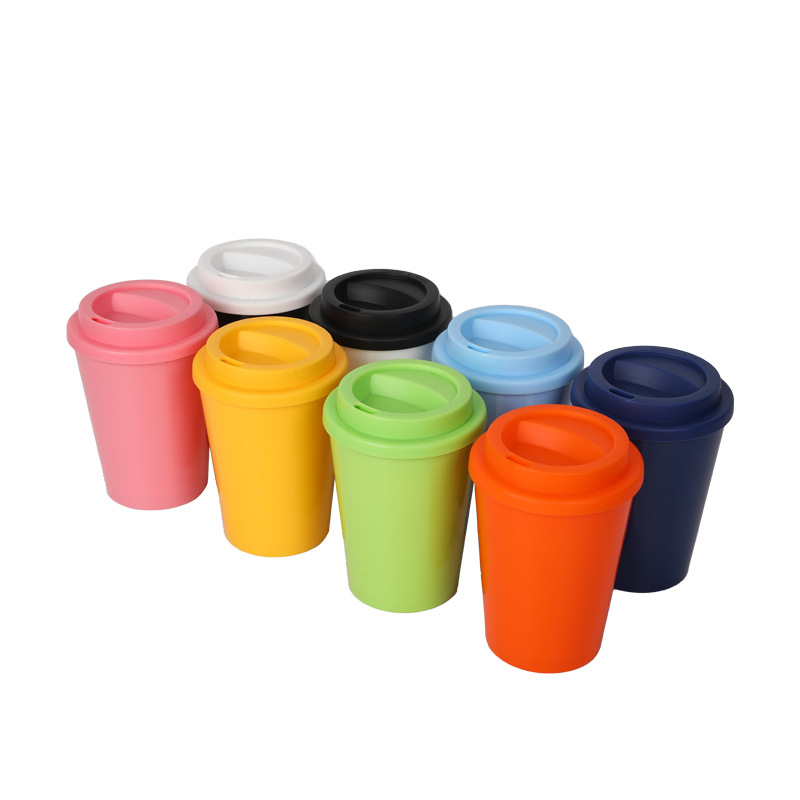 The manufacturer's new solid-color afternoon tea stirring cup, portable mouthwash cup, small-capacity double-layer pp reflection coffee cup details Picture