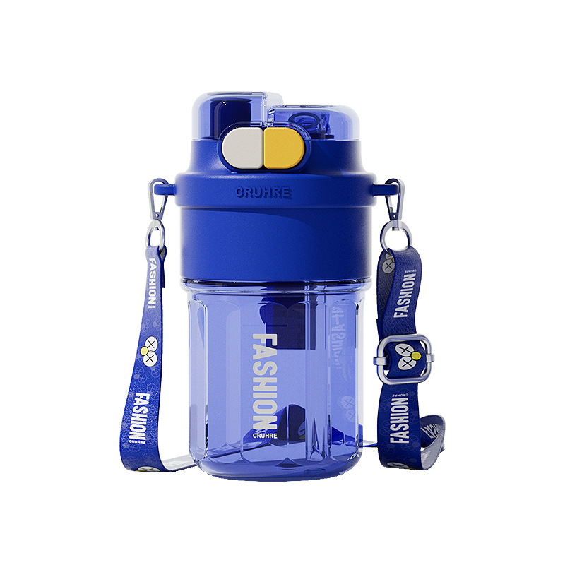 High appearance level, big eyes plastic cup, large capacity, convenient water cup for men and women's sports, creative dual-drinking portable water cup Item Picture
