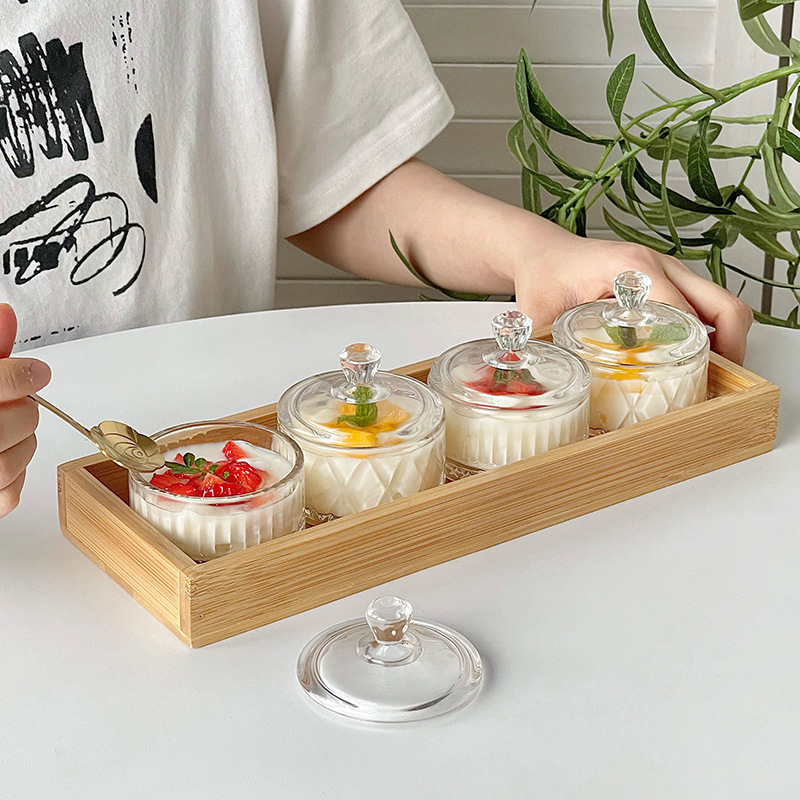 Internet-famous InS-style glass pudding cup set, ice cream cup, dessert ice cream bowl, snack bowl, yogurt cup for commercial use full figure